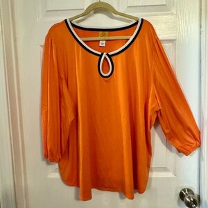 Ruby Rd. Orange Blouse with Black and White Accents